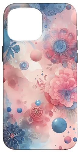 Abstrakte Kunst in Rosa und Blau Hülle für iPhone 16 Pro Max von Abstract Art Aesthetic Style Gifts