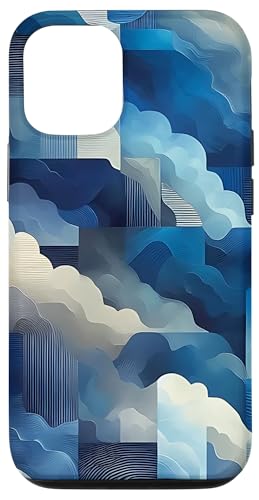 Blaue abstrakte Kunst Hülle für iPhone 12/12 Pro von Abstract Art Aesthetic Style Gifts