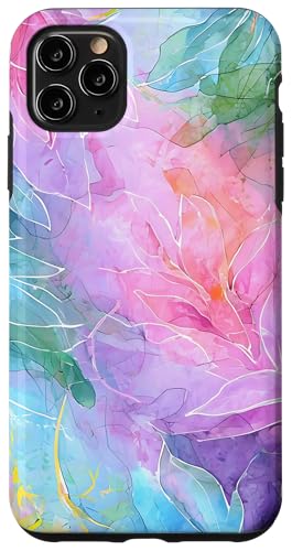 Botanische Kunst in Rosa und Pastellfarben mit abstraktem Aquarellblatt Hülle für iPhone 11 Pro Max von Abstract Art Aesthetic Style Gifts
