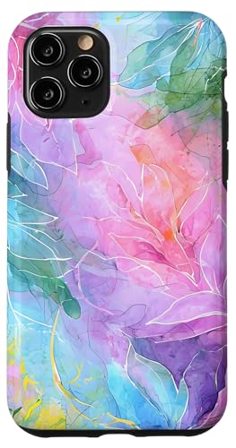 Botanische Kunst in Rosa und Pastellfarben mit abstraktem Aquarellblatt Hülle für iPhone 11 Pro von Abstract Art Aesthetic Style Gifts