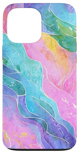 Botanische Kunst in Rosa und Pastellfarben mit abstraktem Aquarellblatt Hülle für iPhone 13 Pro Max von Abstract Art Aesthetic Style Gifts