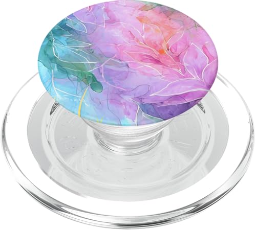 Botanische Kunst in Rosa und Pastellfarben mit abstraktem Aquarellblatt PopSockets PopGrip für MagSafe von Abstract Art Aesthetic Style Gifts