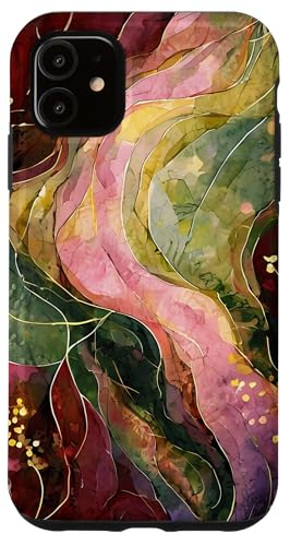 Botanische Kunst mit abstrakten floralen Aquarellblättern Hülle für iPhone 11 von Abstract Art Aesthetic Style Gifts