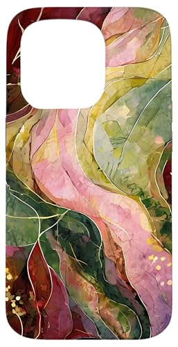 Botanische Kunst mit abstrakten floralen Aquarellblättern Hülle für iPhone 15 Pro von Abstract Art Aesthetic Style Gifts