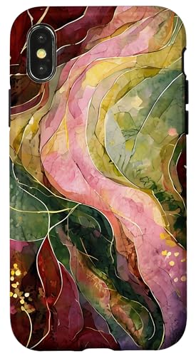 Botanische Kunst mit abstrakten floralen Aquarellblättern Hülle für iPhone X/XS von Abstract Art Aesthetic Style Gifts
