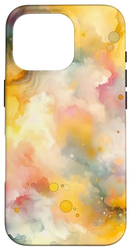 Gelbe und rosa abstrakte Kunst Hülle für iPhone 16 Pro von Abstract Art Aesthetic Style Gifts