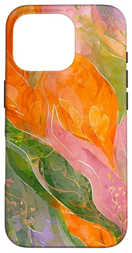 Orangegrüne Aquarellblätter mit floraler botanischer Kunst Hülle für iPhone 16 Pro von Abstract Art Aesthetic Style Gifts