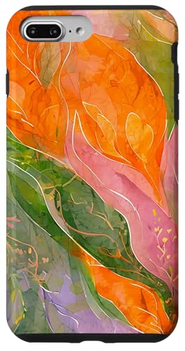 Orangegrüne Aquarellblätter mit floraler botanischer Kunst Hülle für iPhone 7 Plus/8 Plus von Abstract Art Aesthetic Style Gifts