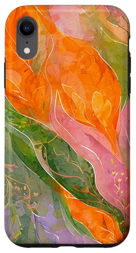 Orangegrüne Aquarellblätter mit floraler botanischer Kunst Hülle für iPhone XR Orangegrüne Aquarellblätter mit floraler botanischer Kunst Hülle für iPhone XR von Abstract Art Aesthetic Style Gifts