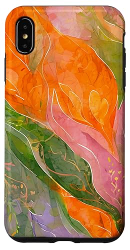 Orangegrüne Aquarellblätter mit floraler botanischer Kunst Hülle für iPhone XS Max von Abstract Art Aesthetic Style Gifts