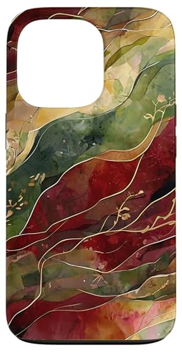 Rote und grüne moderne abstrakte Kunst mit Aquarell Botanical Hülle für iPhone 13 Pro von Abstract Art Aesthetic Style Gifts