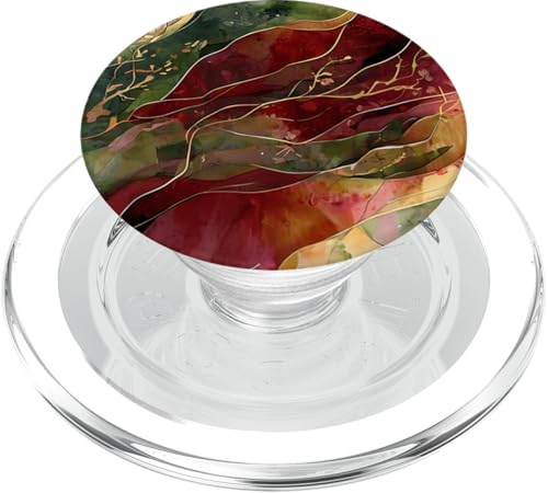Rote und grüne moderne abstrakte Kunst mit Aquarell Botanical PopSockets PopGrip für MagSafe von Abstract Art Aesthetic Style Gifts