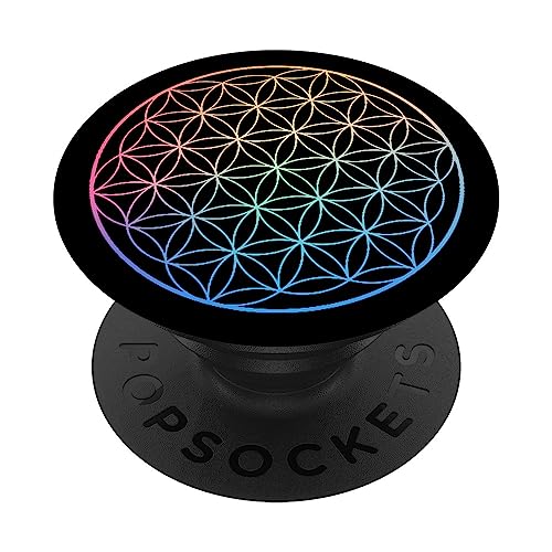 Regenbogen-Mandala, heilige Geometrie, Blume des Lebens PopSockets mit austauschbarem PopGrip von Abstract Symbol Gift Ideas