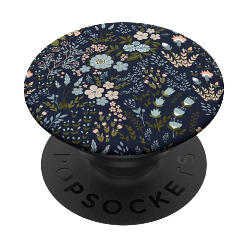 Künstlerisches Land-Chic-Aquarell-Rosa und blaue Blumen PopSockets Klebender PopGrip von Abstrakte moderne Kunst minimales Blumenmuster