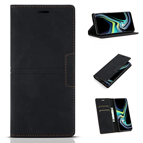 Abuenora Handyhülle für Xiaomi Redmi Note 10S/Note 10 4G/Poco M5s Hülle Klappbar, Klapphülle Case Handytasche Magnetisch Premium Lederhülle mit Kartenfach Cover Schwarz von Abuenora