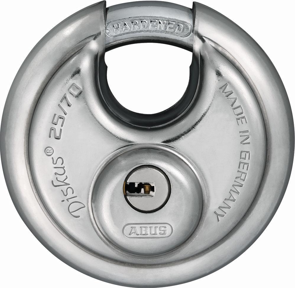 ABUS 25/70 kd. - Diskus-Vorhängeschloss - Tastensperre - Unterschiedliche Schließung - Edelstahl - Edelstahl - Gehärteter Stahl (25/70) von Abus