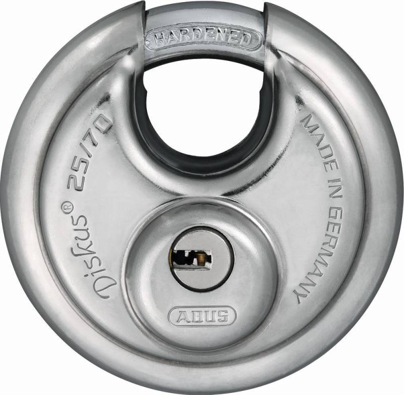 ABUS 25/70 kd. - Diskus-Vorhängeschloss - Tastensperre - Unterschiedliche Schließung - Edelstahl - Edelstahl - Gehärteter Stahl (25/70) von Abus