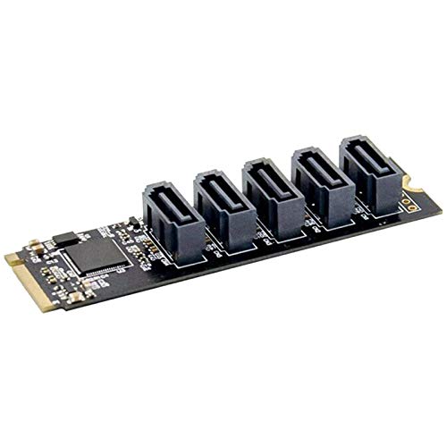 Abwan SSD-Array, 5 Ports NVMe SATA Disk Array-Karte Ultraflaches PCI-E 3.0 bis SATA 16G Aluminiumlegierung Passiver Kühler Kühlerunterstützung Thunderbolt 3 Win10 Soft RAID von Abwan