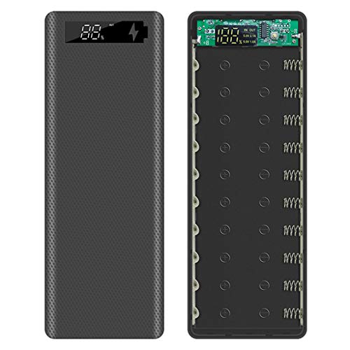 Abwan Vorratsbehälter, LCD-Display DIY 10x18650 Batteriefach Power Bank Shell Tragbare Externe Box ohne Batterie Powerbank Protector von Abwan