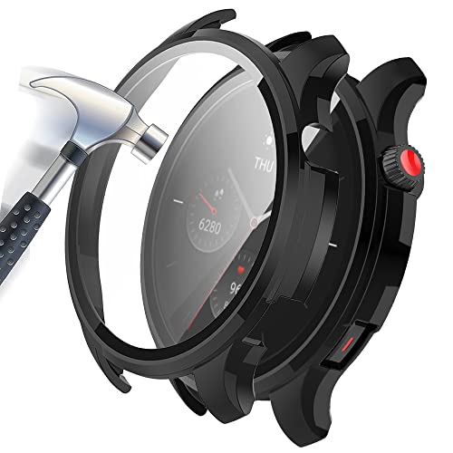 Acadeny 2-Stück Hülle Mit Gehärtetes Glas Displayschutz Kompatibles für Amazfit GTR 4 Smartwatch,9H Härte 360° Rundum Schutzhülle Ultradünne Schutz PC Case Cover,schwarz von Acadeny