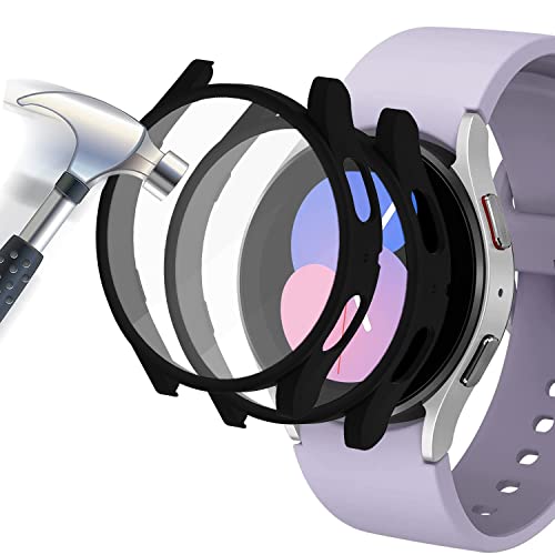 Acadeny 2-Stück Hülle Mit Gehärtetes Glas Displayschutz Kompatibles für Samsung Galaxy watch 5 40mm,9H Härte 360° Rundum Schutzhülle Ultradünne Schutz PC Case Cover,schwarz+schwarz von Acadeny