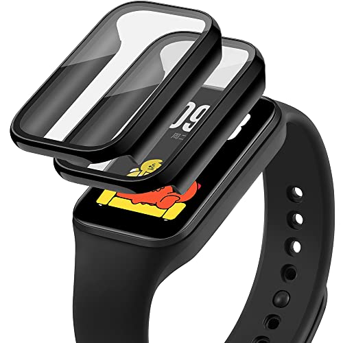 Acadeny 2-Stück Hülle Mit Gehärtetes Glas Displayschutz Kompatibles für xiaomi band 2/Amazfit band 7,9H Härte 360° Rundum Schutzhülle Ultradünne Schutz PC Case Cover,schwarz +Transparent von Acadeny