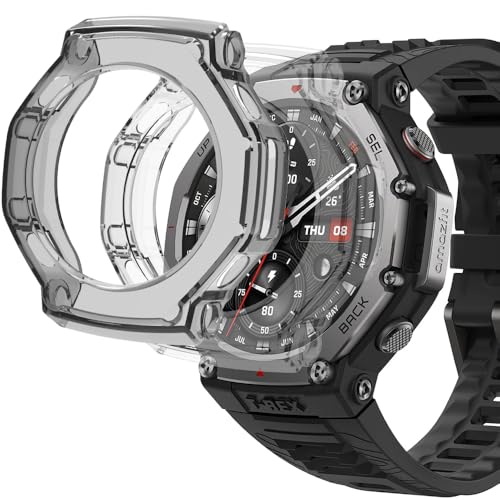 Acadeny[2 Stücke Hülle Kompatibel mit Amazfit T-Rex3, Schwarz Transparent Cover, [Anti-Fleck] [Kratzfest] Ultradünne TPU Schutzhülle für von Acadeny