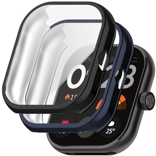 Acadeny [2 Stücke] Hülle Kompatibel mit xiaomi redmi Watch 4, schwarzes blau - hohe Transparenz Rundum Schutzhülle mit Displayschutzfolie, [Anti-Fleck] [Kratzfest] Ultradünne TPU Schutzhülle von Acadeny