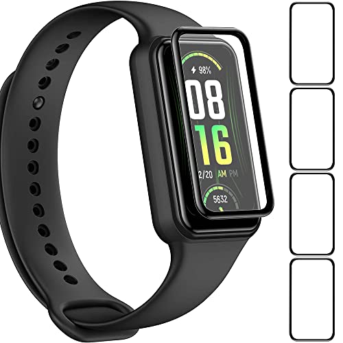 Acadeny [4 Stück Schutzfolie mit Amazfit band 7,360° Rundum 3D Kante Displayschutzfolie, Vollabdeckung, Anti-Kratzer Blasenfrei Schutz Touch Fingerabdrucksensor (kein Glas) von Acadeny