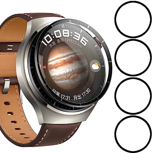 Acadeny [4 Stück Schutzfolie mit Huawei Watch 4 pro,360° Rundum 3D Kante Displayschutzfolie, Vollabdeckung, Anti-Kratzer Blasenfrei Schutz Touch Fingerabdrucksensor (kein Glas) von Acadeny