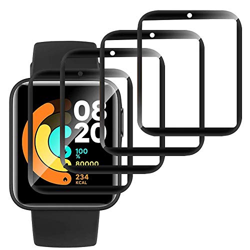 Acadeny [4 Stück Schutzfolie mit Mi Watch Lite,360° Rundum 3D Kante Displayschutzfolie, Vollabdeckung, Anti-Kratzer Blasenfrei Schutz Touch Fingerabdrucksensor (kein Glas) von Acadeny
