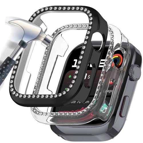 Acadey [2 Stück] Glitzer Diamanten Hülle für Huawei Watch D2, Hart PC Bumper Case mit,Bling Schutzhülle Cover Smartwatch Zubehör für Frauen Mädchen,Transparent+Schwarz von Acadey