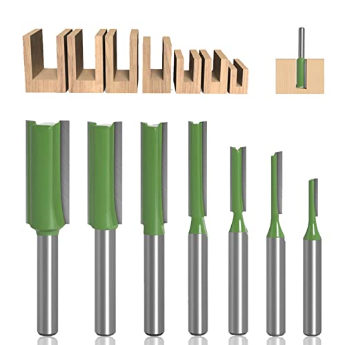 Acboor Nutfräser, 7 Stück Fräser für Oberfräse 6mm Schaft Gerade Fräser Set Holz Fräser Router Bit Oberfräser Nutfräser Holzfräser Fräser-3mm,4mm,5mm,6mm,8mm,10mm,12mm von Acboor