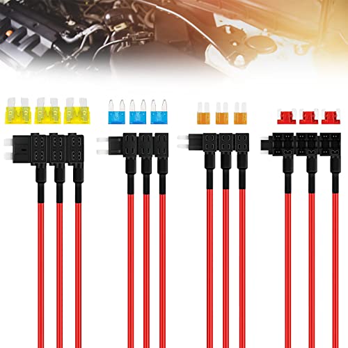 Acboor Stromdieb Kfz, 12 Stück Stromdieb Sicherung Kfz Standard Mini Mikro2 Niedriges Profil Stromdieb Kfz 4 Typen ATO ATC ATM APM Stromdiebe Kfz mit Kfz Sicherung für Auto Lkw Boot von Acboor