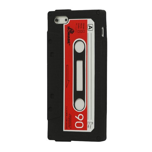 [A4E] Apple iPhone 5 5G Silikon Schutzhülle Hülle in retro Kassetten / Cassetten Optik in schwarz / rot / weiß von Accessories4electronics