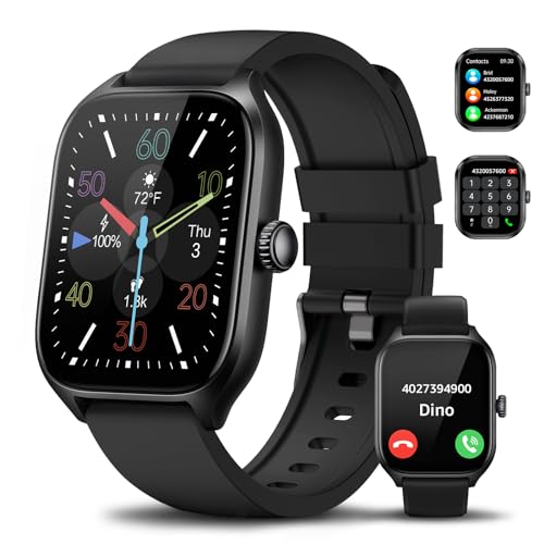 Smartwatch Damen Herren, 2,01 Zoll Touchscreen Smart Watch mit Bluetooth Anrufe, IP68 Wasserdicht Fitnessuhr mit Herzfrequenzmonitor Schlafmonitor Schrittzähler, Sportuhr für iOS Android von AcclaFit