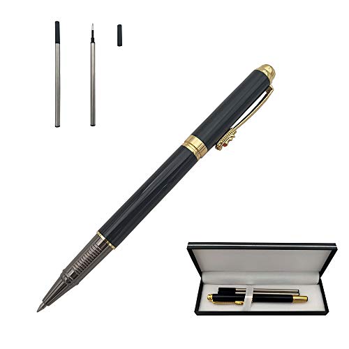 Accod Classic Business Metall-Kugelschreiber Signature Pen Tintenroller Gelschreiber High-End-Geschenkbox mit zwei baren Minen für Büro, Familie und Geschäftspartner (schwarz) von Accod