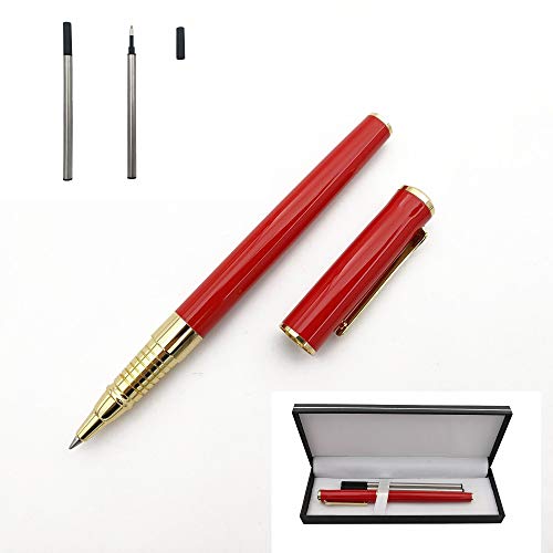 Accod Metall-Kugelschreiber mit glatter schwarzer Tinte, Business-Geschenk-Stift mit zwei 0,5-mm-Minen, Geschenk-Box für Damen oder Herren (rot) von Accod