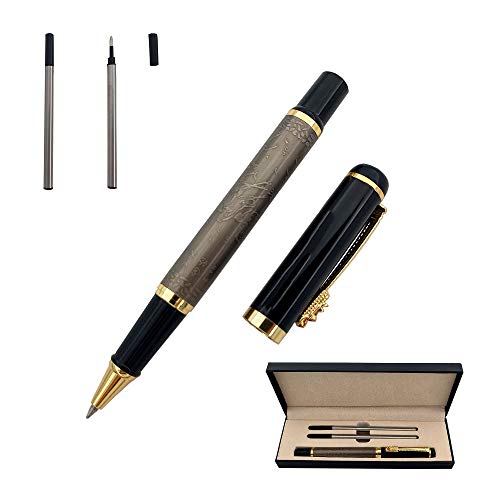 Accod Metall-Tintenroller Business Signature Pen fließendes Schreiben Stift mit zwei 0,5 mm schwarzen Minen Geschenkbox (Silber) von Accod