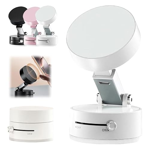 Accrue Faltbarer tragbarer Vakuum-Magnet-Handyhalter, Verbesserte 360° Magnetische Handy Autohalterung, Magnet Handyhalterung fürs Auto (White) von Accrue