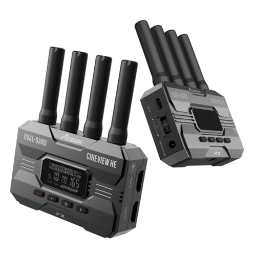 Accsoon CineView HE Wireless Sender-und Empfängersystem HDMI Dual-Band 2.4GHz 5GHz 1200 Fuß/350m,0.06s HD-Kamerasteuerung IOS Android Sender Empfänger für Tik-Tok YouTube Live-Streaming. von Accsoon