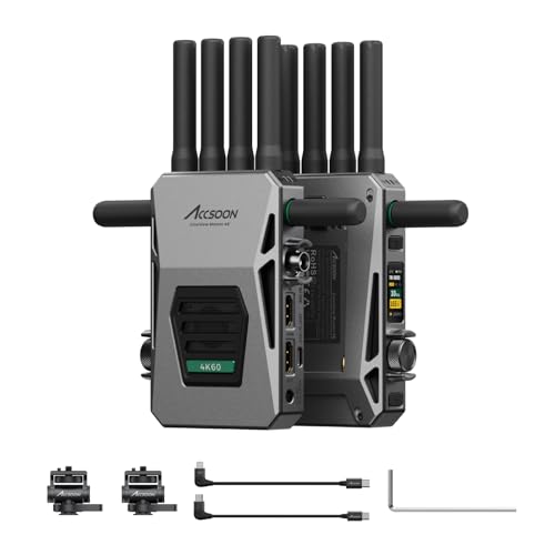 Accsoon CineView Master 4K 2.4GHz+5GHz+6GHz Tri-Band Wireless SDI HDMI Sender und Empfänger, 2.5 KM/8202FT Reichweite 25ms Latenz, unterstützt 1 kabelgebundenes iOS-Gerät & 4 kabellose Geräte von Accsoon