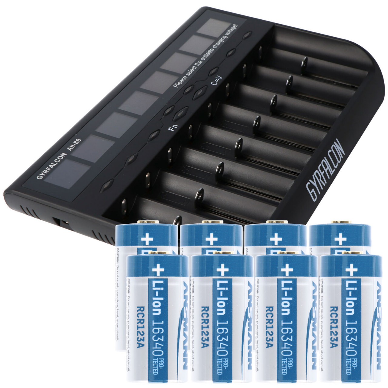 8fach Schnell-Ladegerät und 8 Stück CR123 A Li-Ion Akku mit 3,6V, 3,7 Volt, 850mAh 8fach Schnell-Ladegerät und 8 Stück CR123 A Li-Ion Akku mit 3,6V, 3,7 Volt, 850mAh von AccuCell