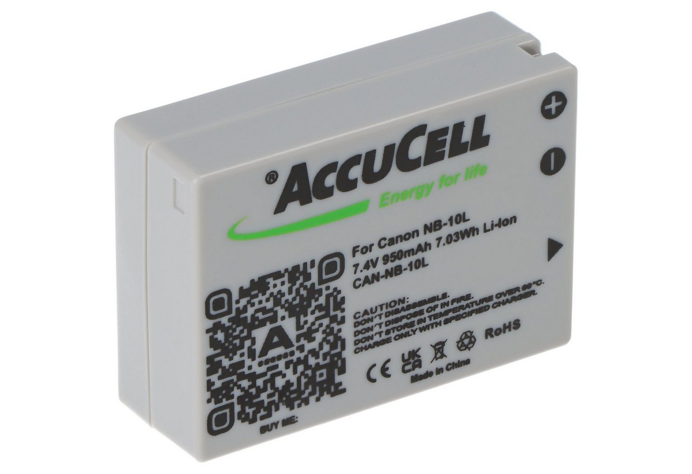 AccuCell AccuCell Akku passend für Canon NB-10L, PowerShot SX40 HS, Li-Ion 7,4 Akku 800 mAh (7,4 V) von AccuCell