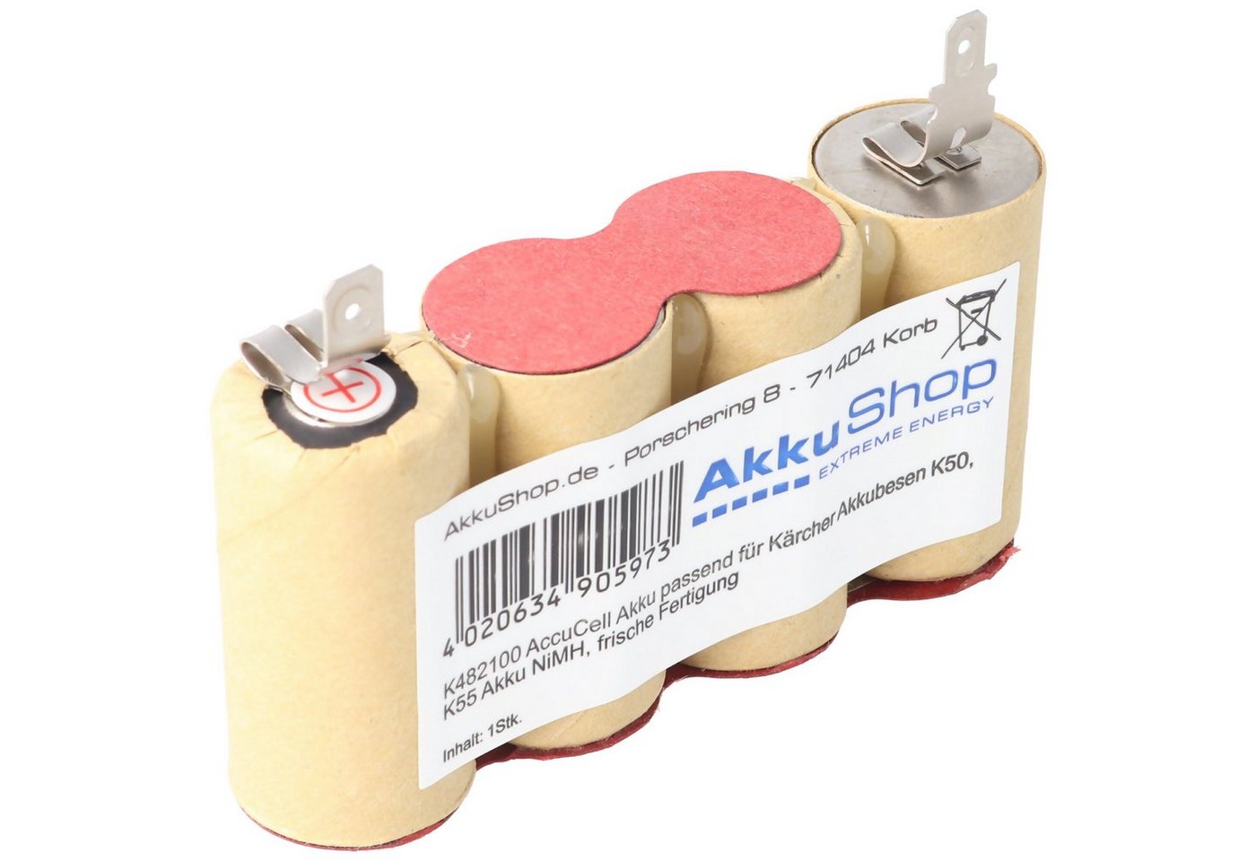 AccuCell AccuCell Akku passend für Kärcher Akkubesen K50, K55 Akku NiMH, frisc Akku 2000 mAh (4,8 V) von AccuCell