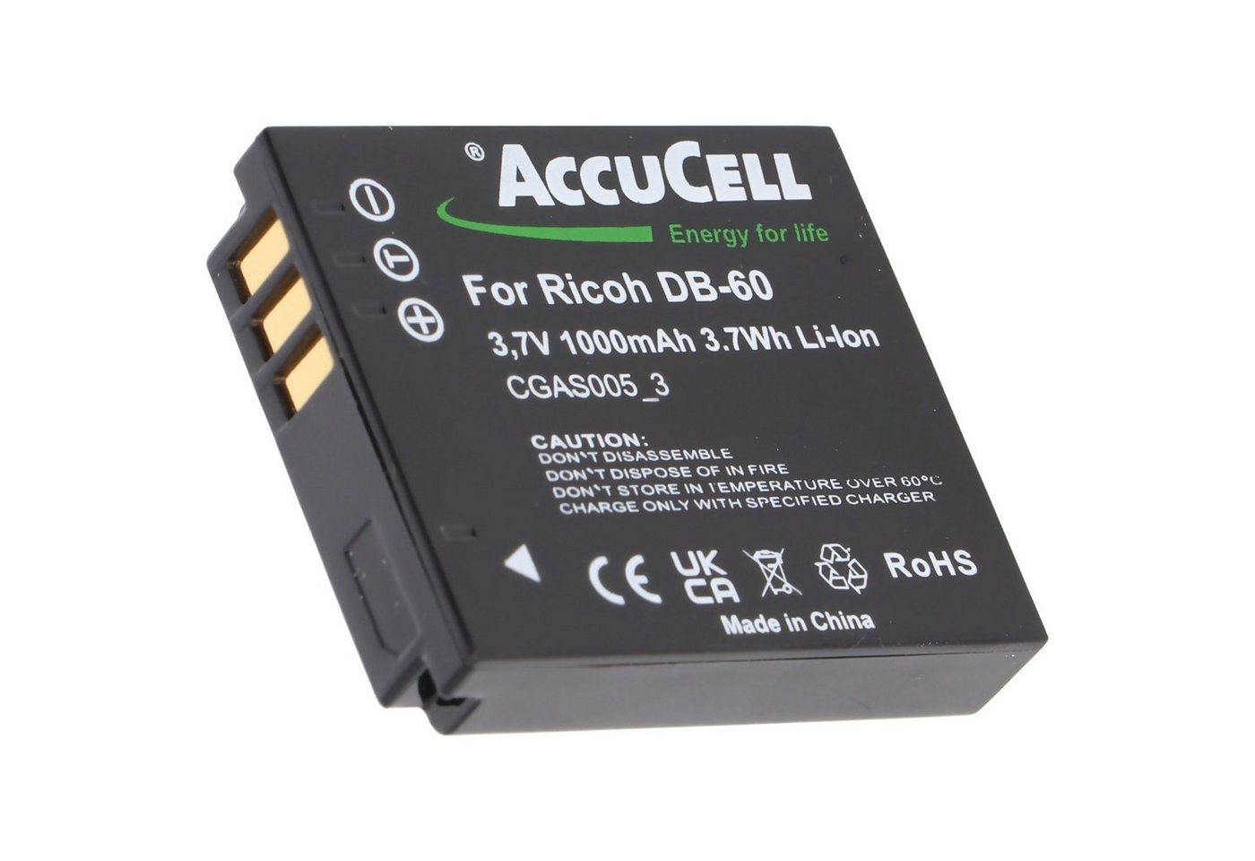 AccuCell AccuCell Akku passend für Panasonic CGA-S005, DMW-BCC12 Akku 1000 mAh (3,7 V) von AccuCell