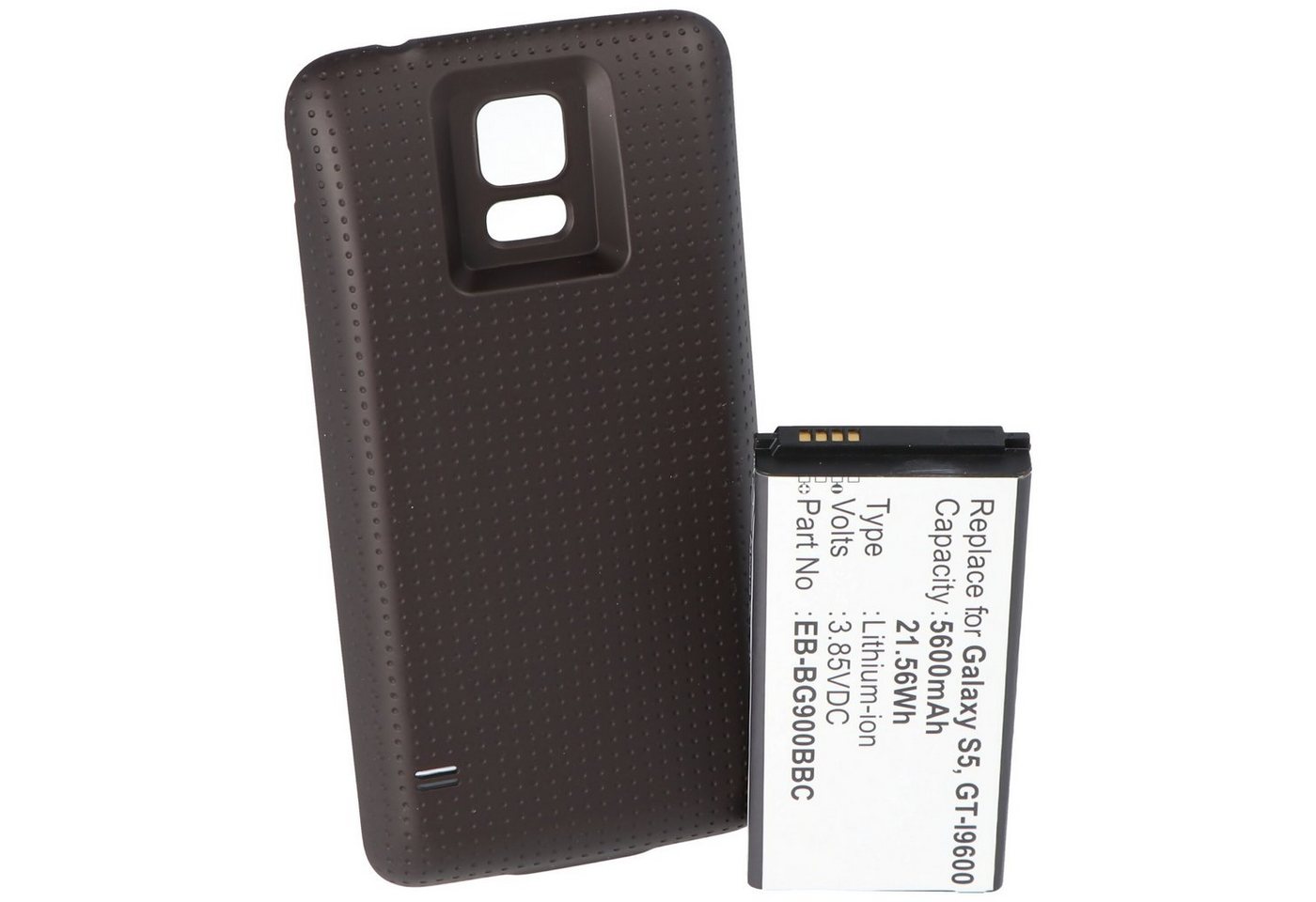 AccuCell Akku nur passend für Samsung Galaxy S5 mit 5600mAh mit Zusatzdeckel s Akku 5600 mAh (3,9 V) von AccuCell