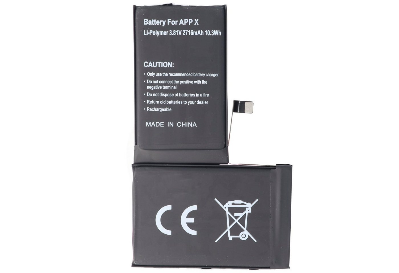 AccuCell Akku passend für Apple iPhone X 616-00351 Li-Polymer 3,81 Volt 2716mA Akku 2716 mAh (3,8 V) von AccuCell