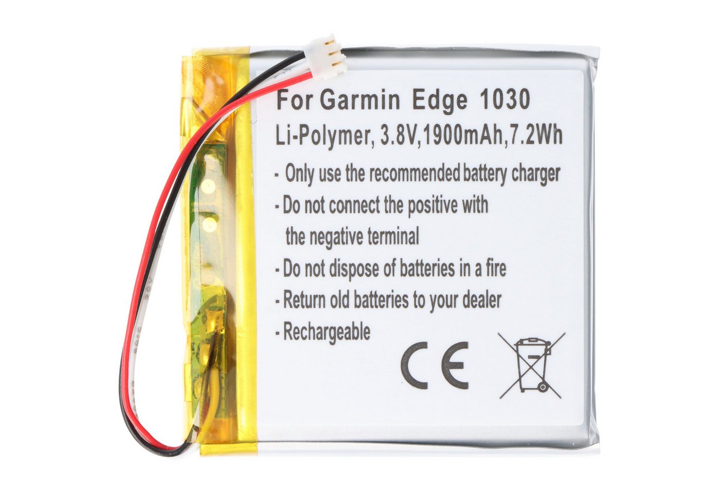 AccuCell Akku passend für Garmin Edge 1030, Li-Polymer, 3,8V, 1900mAh, 7,2Wh Akku von AccuCell
