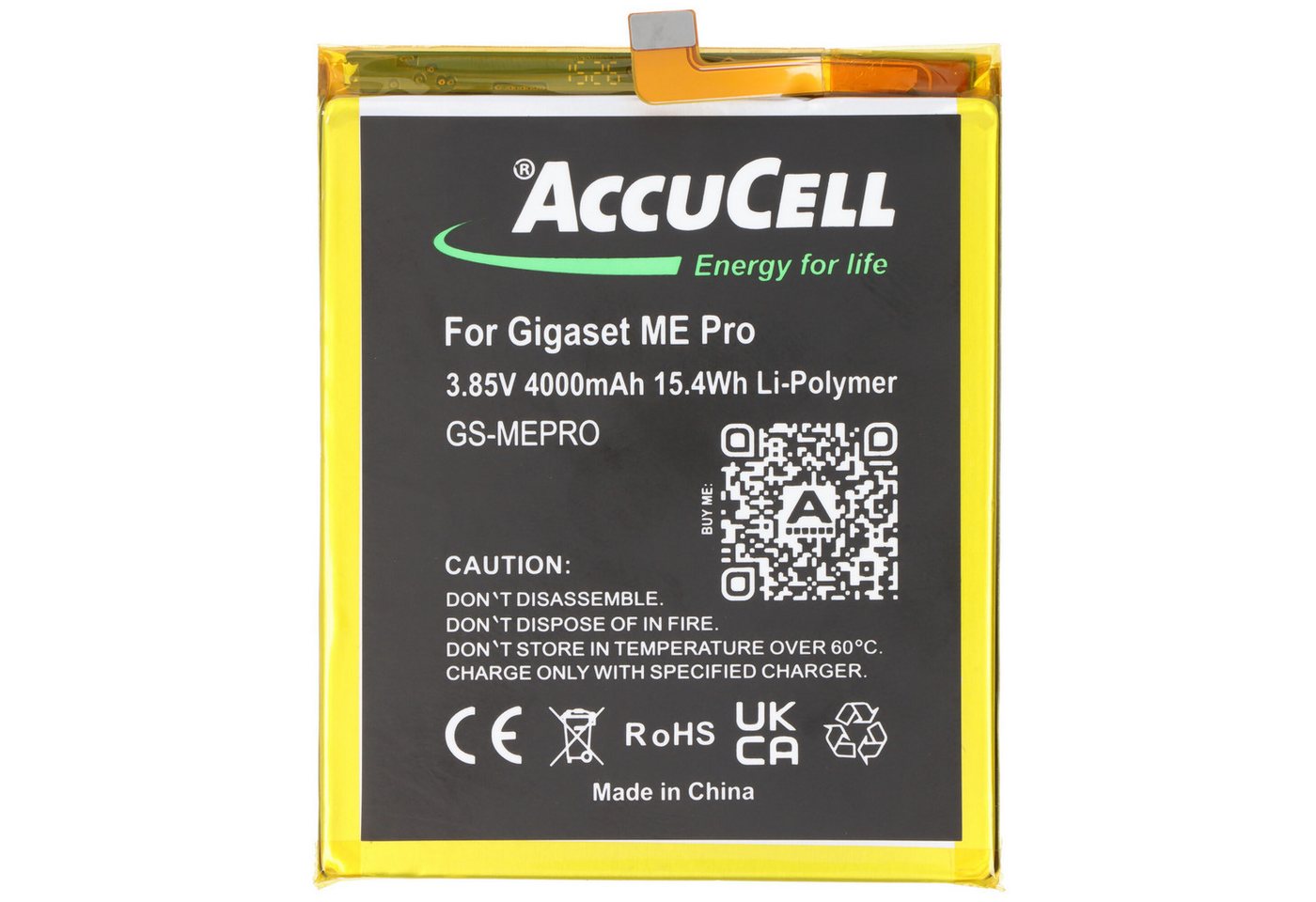 AccuCell Akku passend für Gigaset ME Pro Li-Polymer 3.85V 4000mAh 15.4Wh, Abme Akku 4000 mAh (3,9 V) von AccuCell